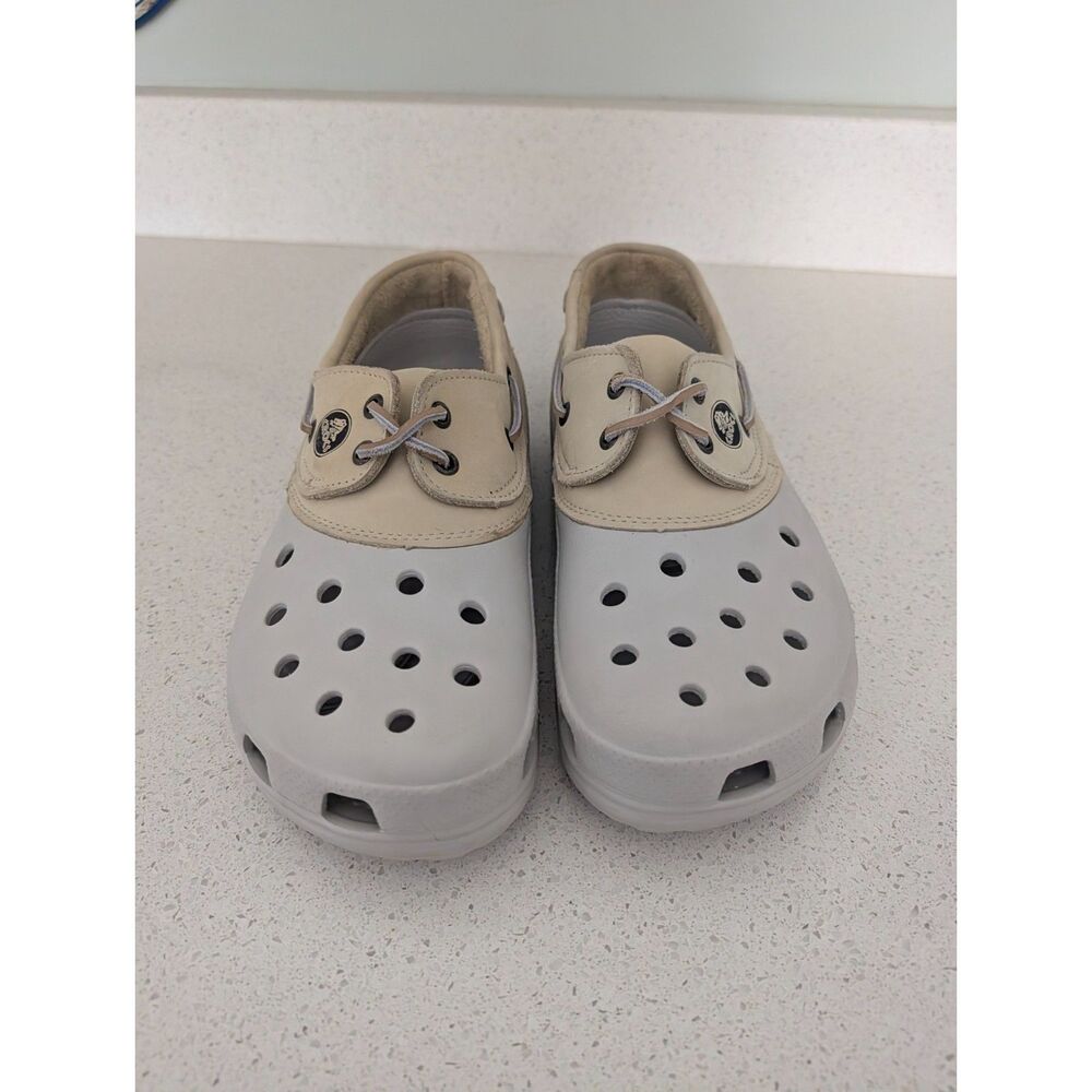 Crocs Classic Boat Shoe Bone Moth Grey Tan Clogs Size M9/W11